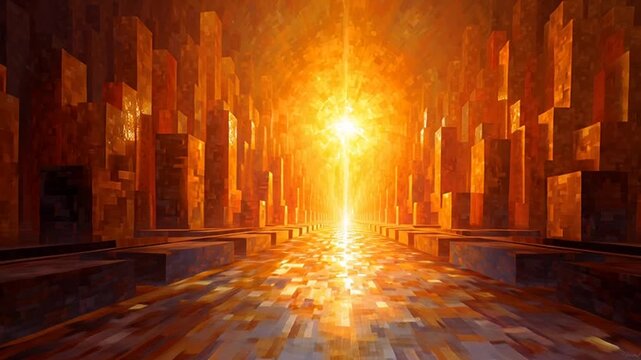 Vibrant Orange Light Illuminating Futuristic Cityscape Architecture.