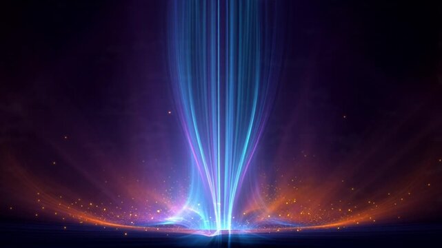 Vibrant blue and orange cosmic explosion in space with radiant light.