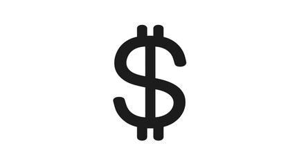 Obraz premium Bold black dollar sign graphic on a bright white background, symbolizing currency and money