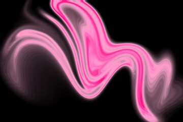Abstract pink and white liquid swirl pattern on a dark black background texture.