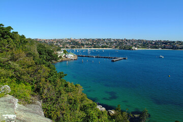 Fototapeta premium Balmoral Beach and its ferry wharf, Sydney Harbour, New South Wales, Australia