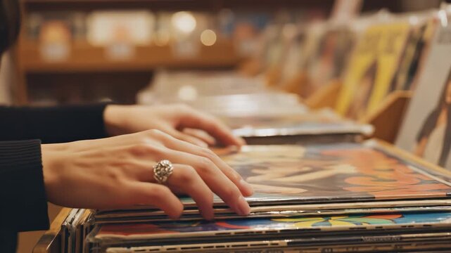 Person handling vinyl records