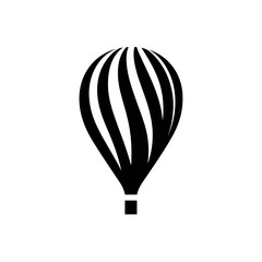 Naklejka premium A black and white illustration of a hot air balloon with striped balloon and basket