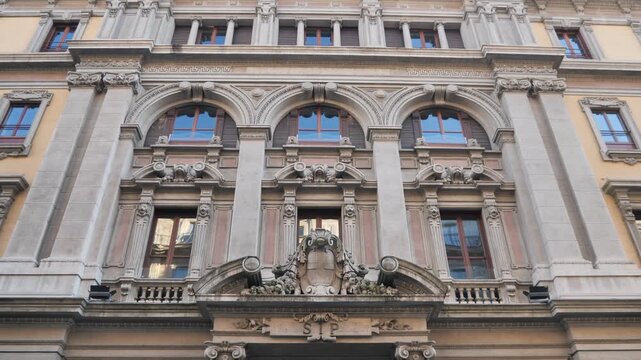 The Palace of the historical site of the ex SIP in street Gaetano Negri Milan, Lombardy, Italy