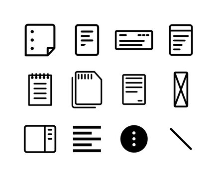 Document and File Management Line Icon Set &ndash; Notes, Pages, Text, Attachment and Content Editing Symbols for Web Applications and CMS Platforms