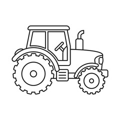 Fototapeta premium Tractor truck icon in outline stroke flat style. Agriculture transport vector illustration on isolated background. Farming vehicle sign business concept.