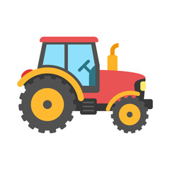Obraz premium Tractor truck icon in cartoon flat style. Agriculture transport vector illustration on isolated background. Farming vehicle sign business concept.