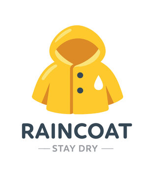 Single flat vector icon of kids raincoat: rounded hooded raincoat shape with two button dots tiny raindrop cutout stylish modern cutout look made with clean negative space gaps and soft