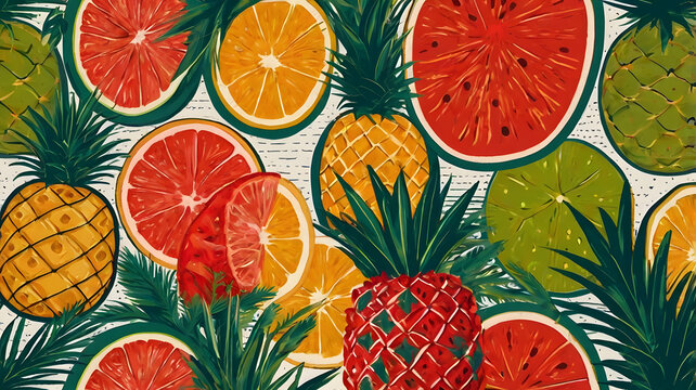 seamless pattern with fruits