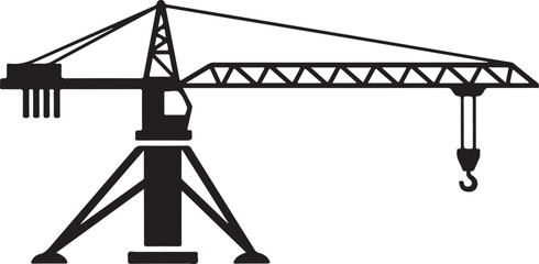 Large construction crane with hook and trolley on white background for engineering projects © Habibul