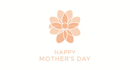 Vector peach flower graphic with Happy Mother's Day text on transparent background