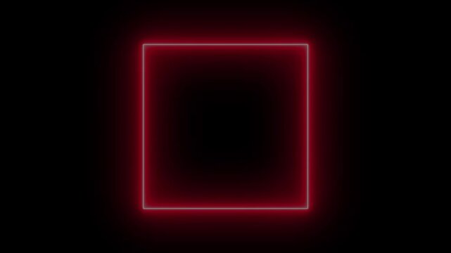 Red neon square frame flashing on black