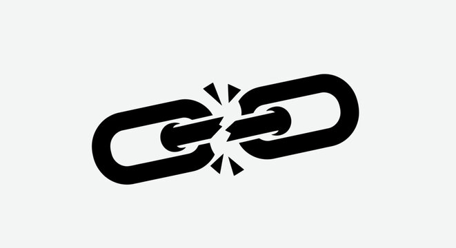 Broken Chain Link Symbol Representing Disconnection or Failure.