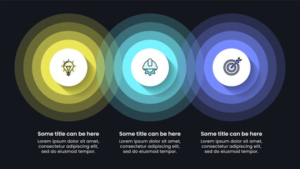 Obraz na płótnie Canvas Infographic template. Glowing circles with 3 icons