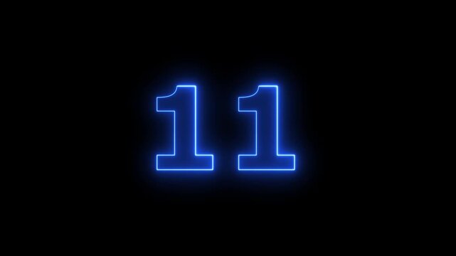 Neon blue light effect glowing number eleven