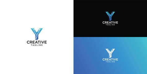 Obraz premium Digital technology logo icon vector. Y initial logo design.