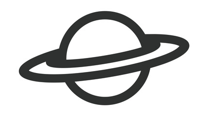 A simple, dark gray, outline of a celestial object with a ring, resembling a planet