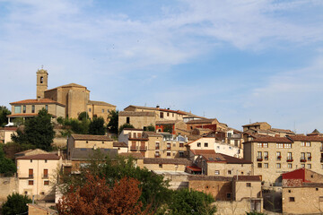Naklejka premium Overlooking old buildings of Torres del Rio on Camino de Santiago Frances in Navarra Spain July 2024