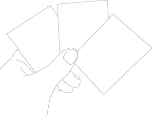 a hand holding three sets of cards