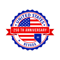 250 Years American Freedom Emblem, Nevada vector Badge with small state map