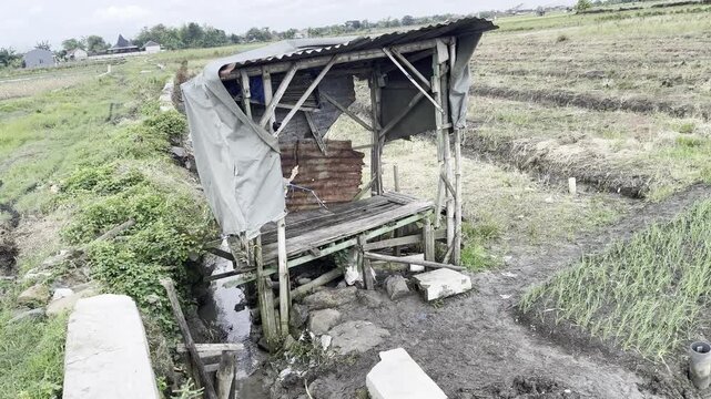 wooden house for farmer's stopover
