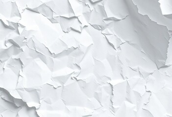 Fototapeta premium Close-up of crumpled white paper texture, showing creases and folds, grunge, messy