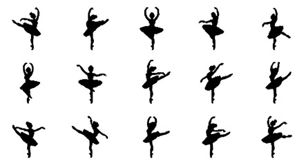 ballet dancer silhouettes in graceful poses isolated on white capturing classical dance for creative design projects.