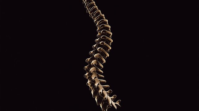 culpability. X-ray silhouette of a human spine with a subtle golden coil ascending within the vertebrae. STEM education sheets, lab safety posters, designed for biotech research communications.
