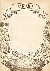 Vintage Chinese Asian restaurant menu design
