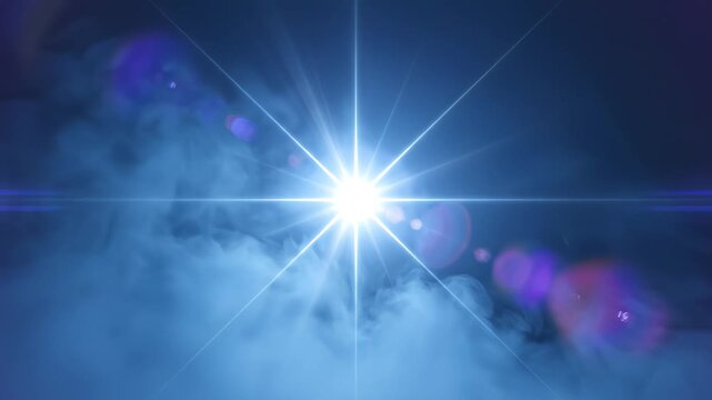 Bright starburst in smoky blue atmosphere