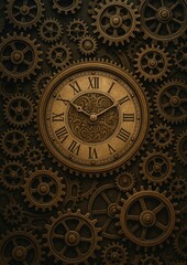 Naklejka premium Intricate steampunk clock gears