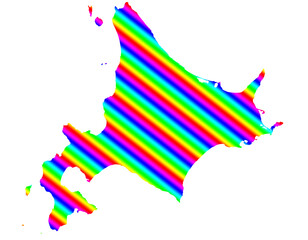 北海道　虹色　カラフル　縞模様　イラスト © 酢漬け きゅうりの
