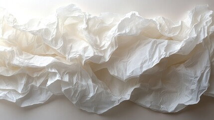 Obraz premium Crumpled white paper texture, light and shadow