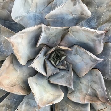 agave succulent in botanical garden close up on petals