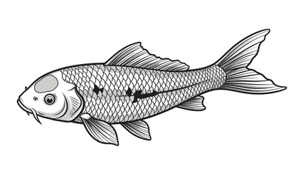 Koi fish illustration elegant monochrome design for decorative purposes