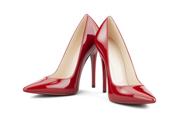 Red High heel shoes isolated on white