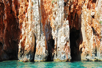 Red Rocks with Turquoise Sea in Hvar Island, Croatia