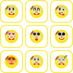 Fototapeta premium set of yellow emoticon 2d vector