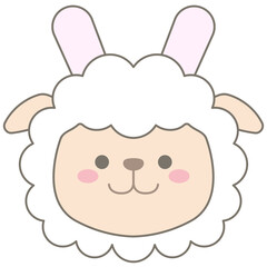 Cute Pastel Easter Lamb Wearing Bunny Ears Headband for Spring Holiday