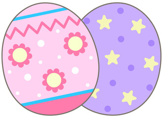 Cute Pastel Easter Eggs with Floral and Star Patterns for Spring Festival