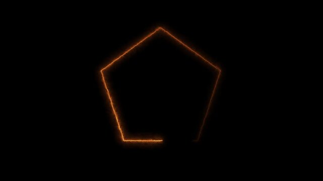 Fiery pentagon outlines glow against black screen