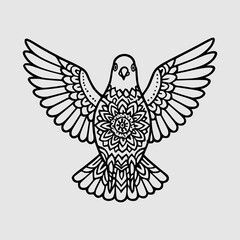 Obraz premium Pigeon Silhouette with Intricate Mandala Pattern Inside Body Design