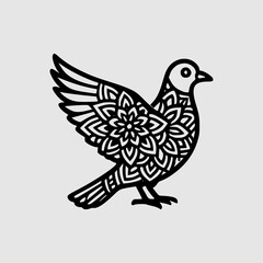 Fototapeta premium Pigeon Silhouette with Intricate Mandala Pattern Inside Body Design