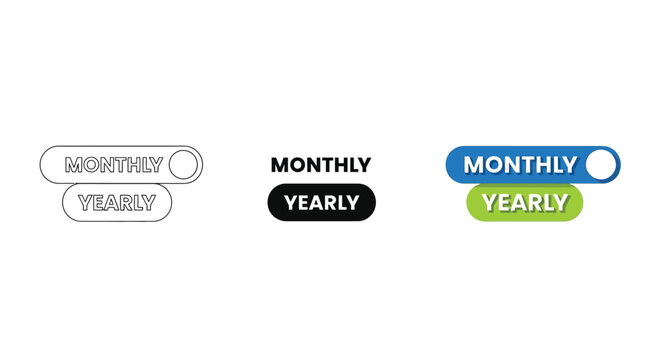 Selection toggle switch interface options illustrating a choice between monthly subscription plans or a yearly payment alternative design element