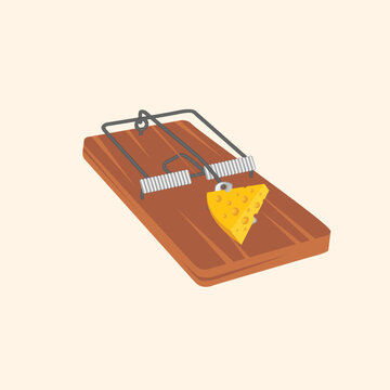 Mouse trap vector illustration in flat design cartoon isolated on background