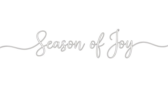 Gray cursive text 'Season of Joy' with wavy line on transparent background