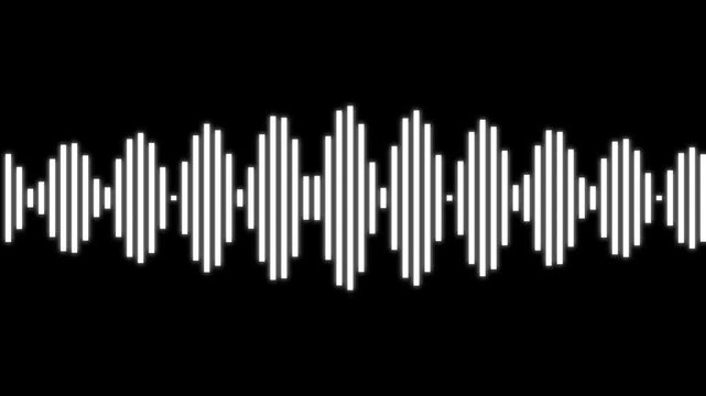 Futuristic audio sound wave visualization abstract background with white line frequency waves. Dynamic music equalizer animated sound waves on black isolated background