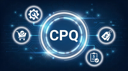 Fototapeta premium CPQ configure price quote concept process used by companies to automate the sales quoting and proposal generation process 