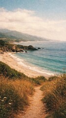 Fototapeta premium Serene coastal path wallpaper for mobile