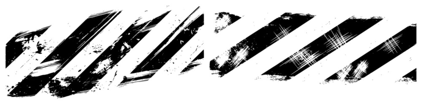 Distressed caution tape pattern with diagonal black stripes and ink texture